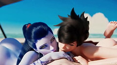 Overwatch - Threesome Sex In Beach Tracer And BlackWindow! Thumb