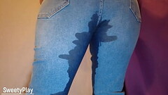 Jeans and pantie wetting with piss play Thumb