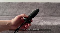 Testing an anal dilator. With speech and subtitles Thumb